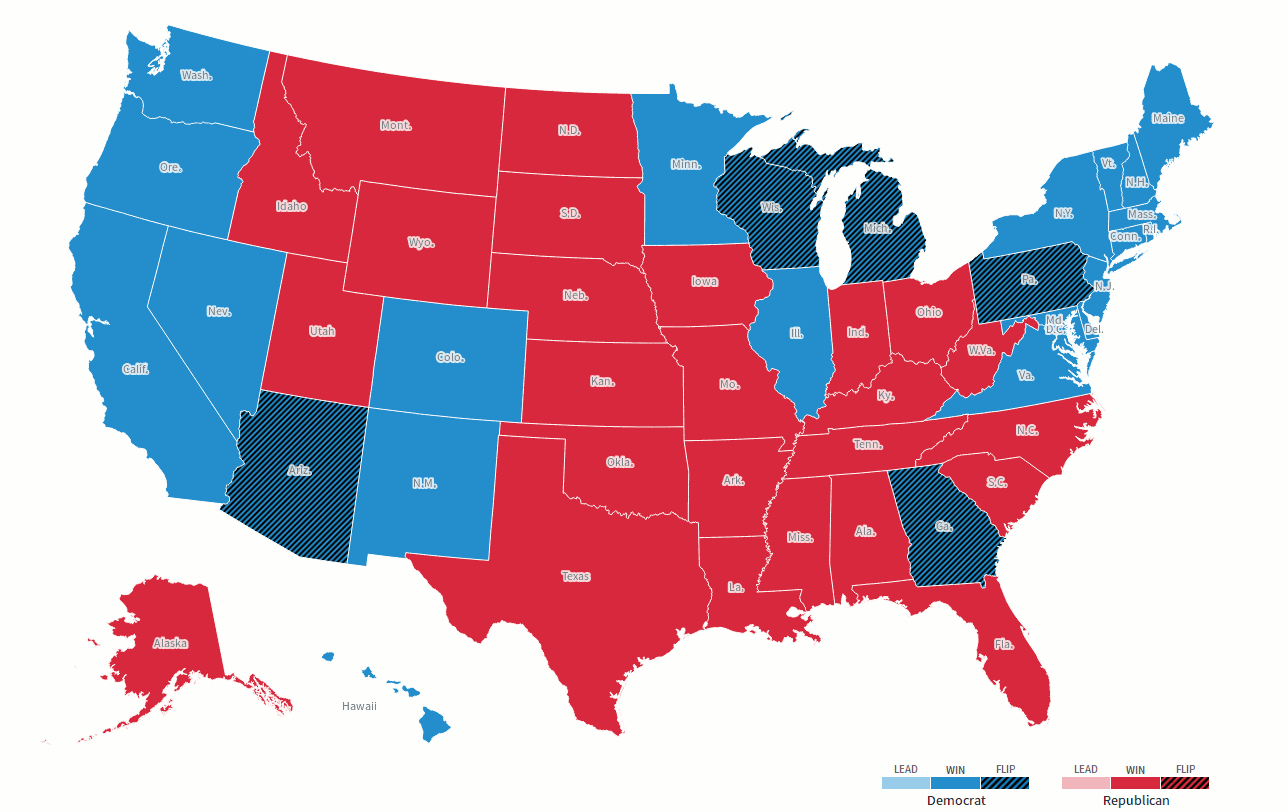 animation showing covid cases vs how US states voted in the election